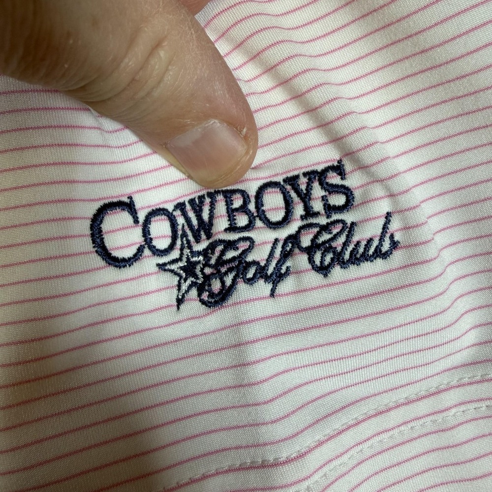 Peter Millar Polo Shirt Mens XL Pink Striped Summer Comfort Cowboys Golf Club - Picture 3 of 9